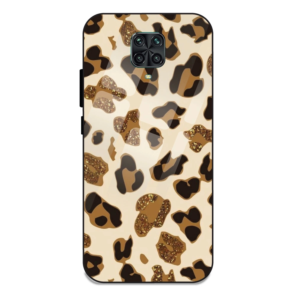 Leopard Glitter Print - Glass Case For Redmi Note 9 Pro Max