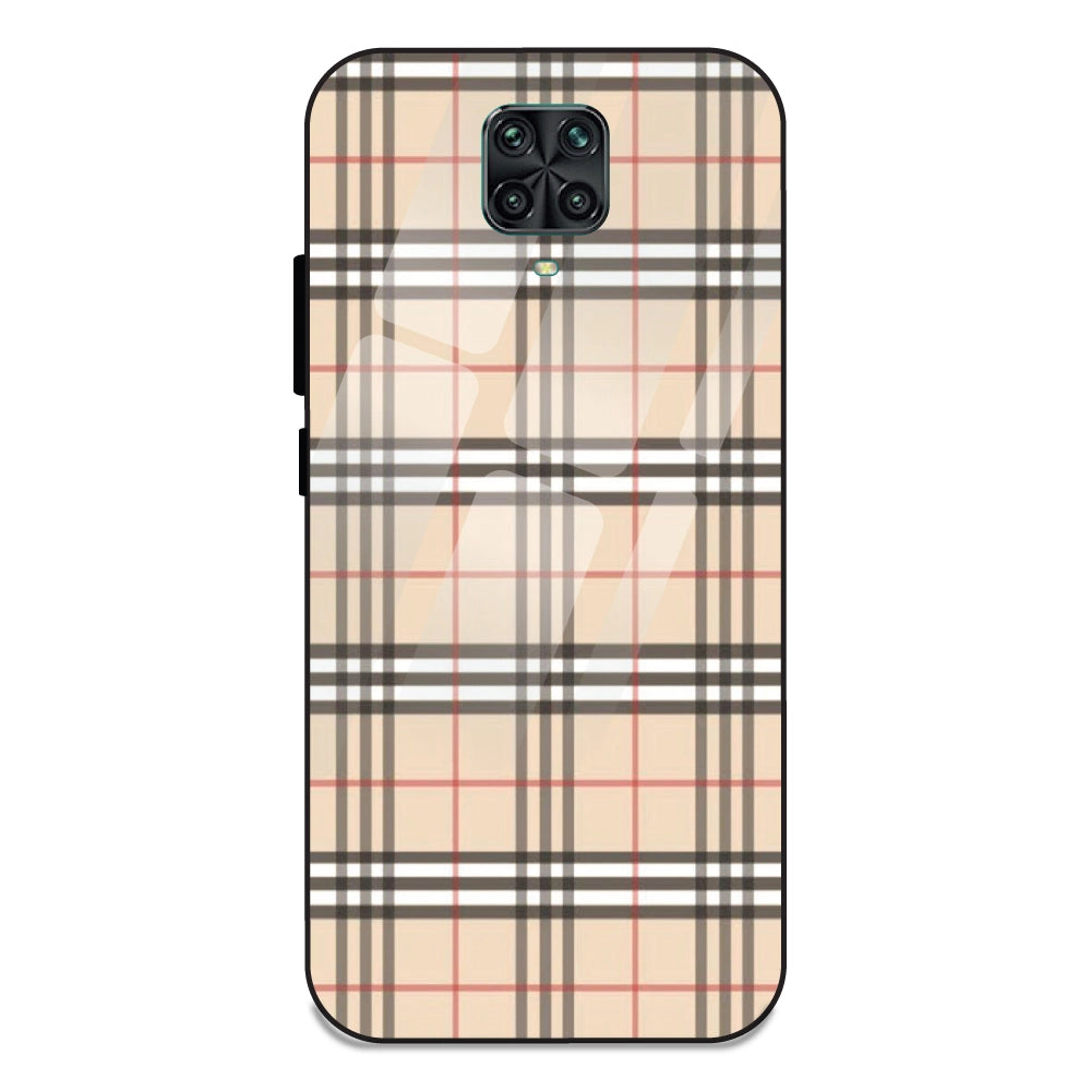 Yellow Checks - Glass Case For Redmi Note 9 Pro