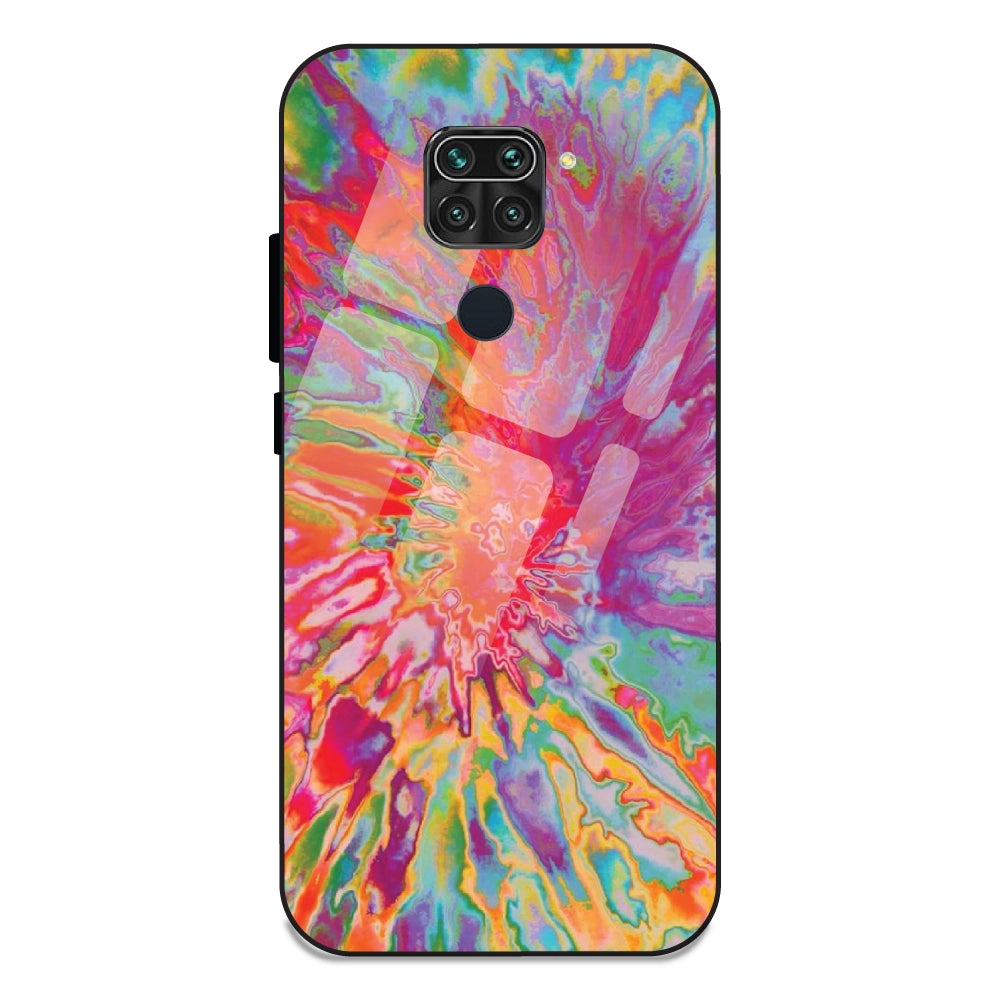 Orange Splash Tie Dye - Glass Case For Redmi Note 9