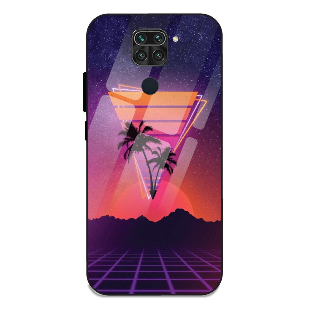 Sunset Grid Synthwave - Glass Cases For Redmi Note 9