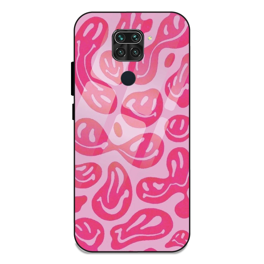 Pink Smilies - Glass Case For Redmi Note 9