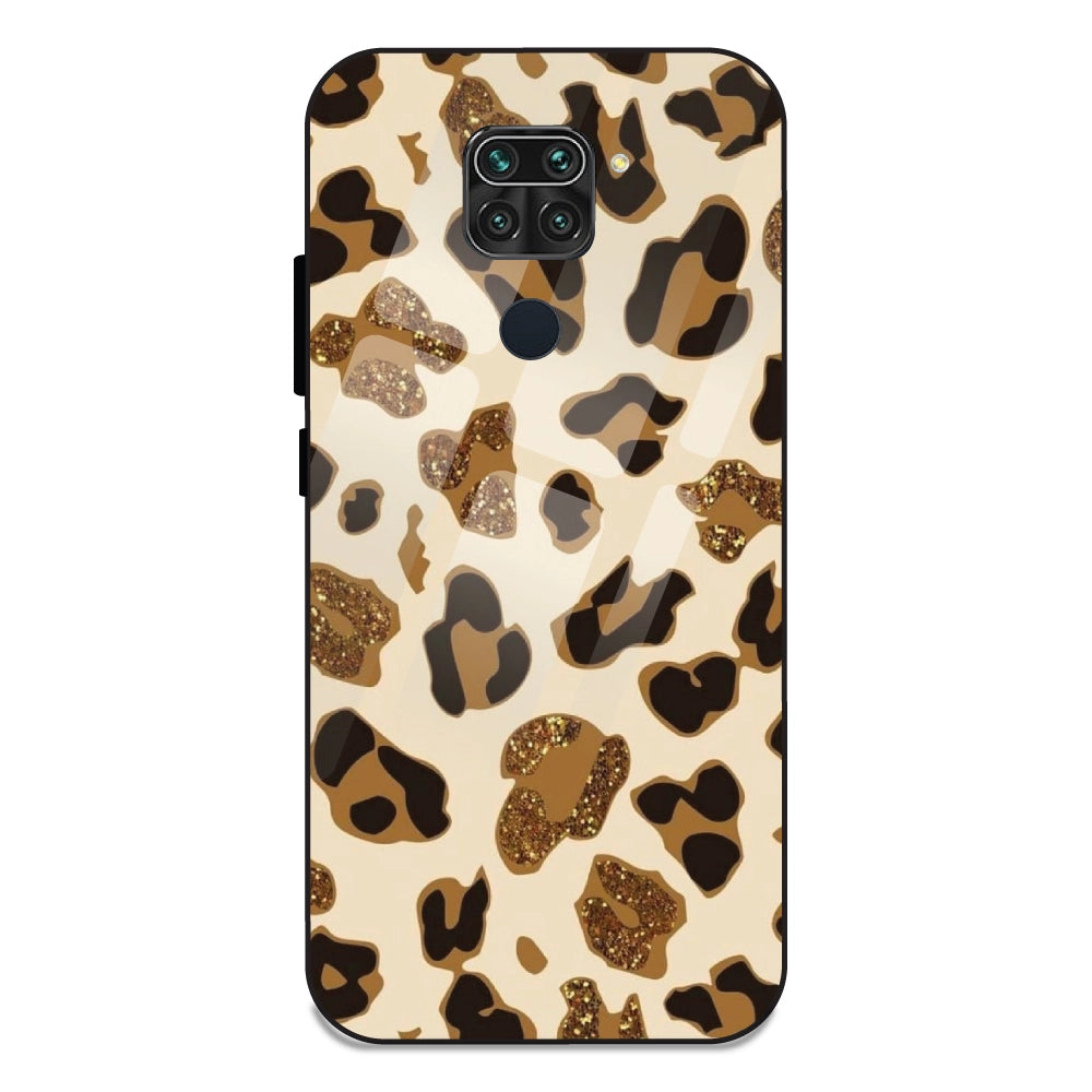 Leopard Glitter Print - Glass Case For Redmi Note 9