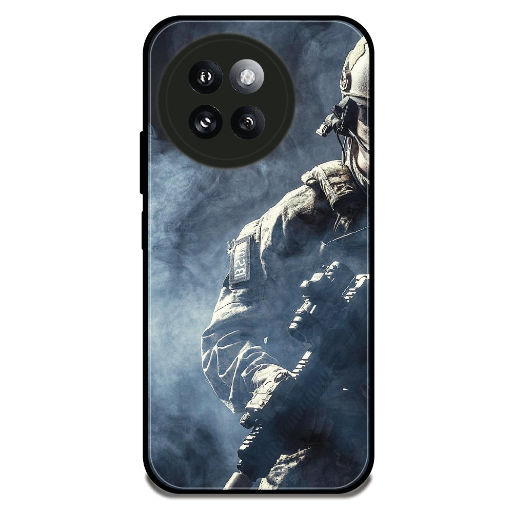 Combat Mode Soldier - Glossy Metal Silicone Case For Redmi Models