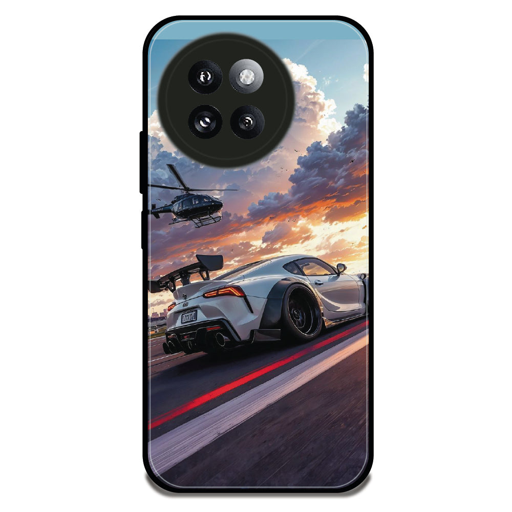 Helicopter & Car - Glossy Metal Silicone Case For Redmi Models