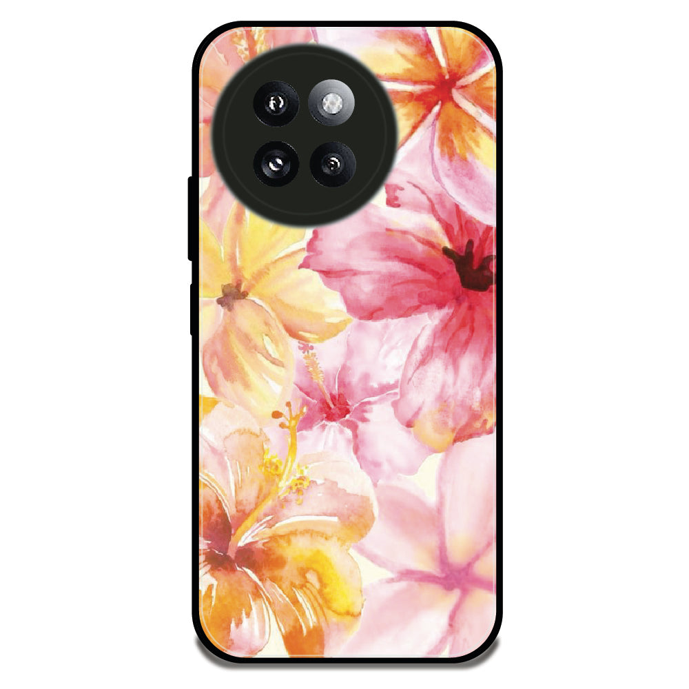 Hibiscus Watercolor - Glossy Metal Silicone Case For Redmi Models