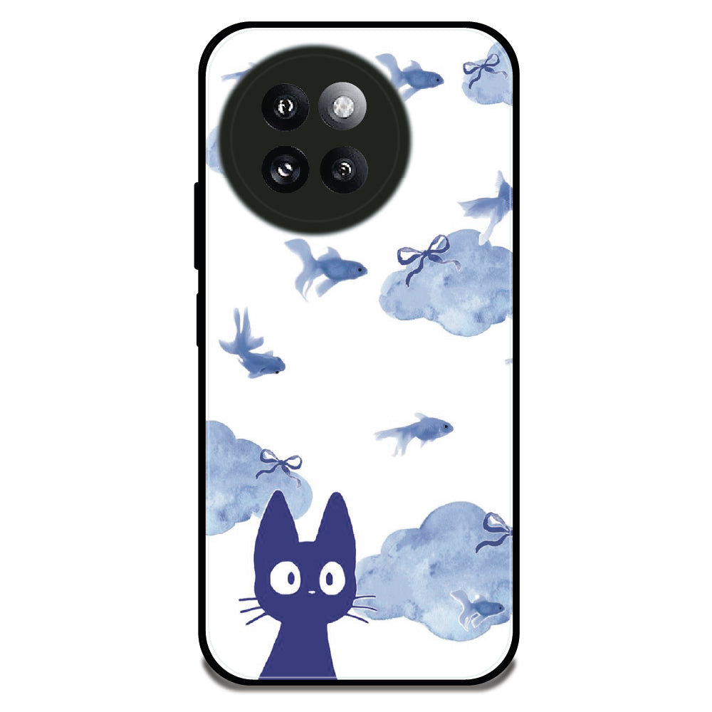Jiji Cat Blue - Glossy Metal Silicone Case for Redmi Xiaomi 14 Civi