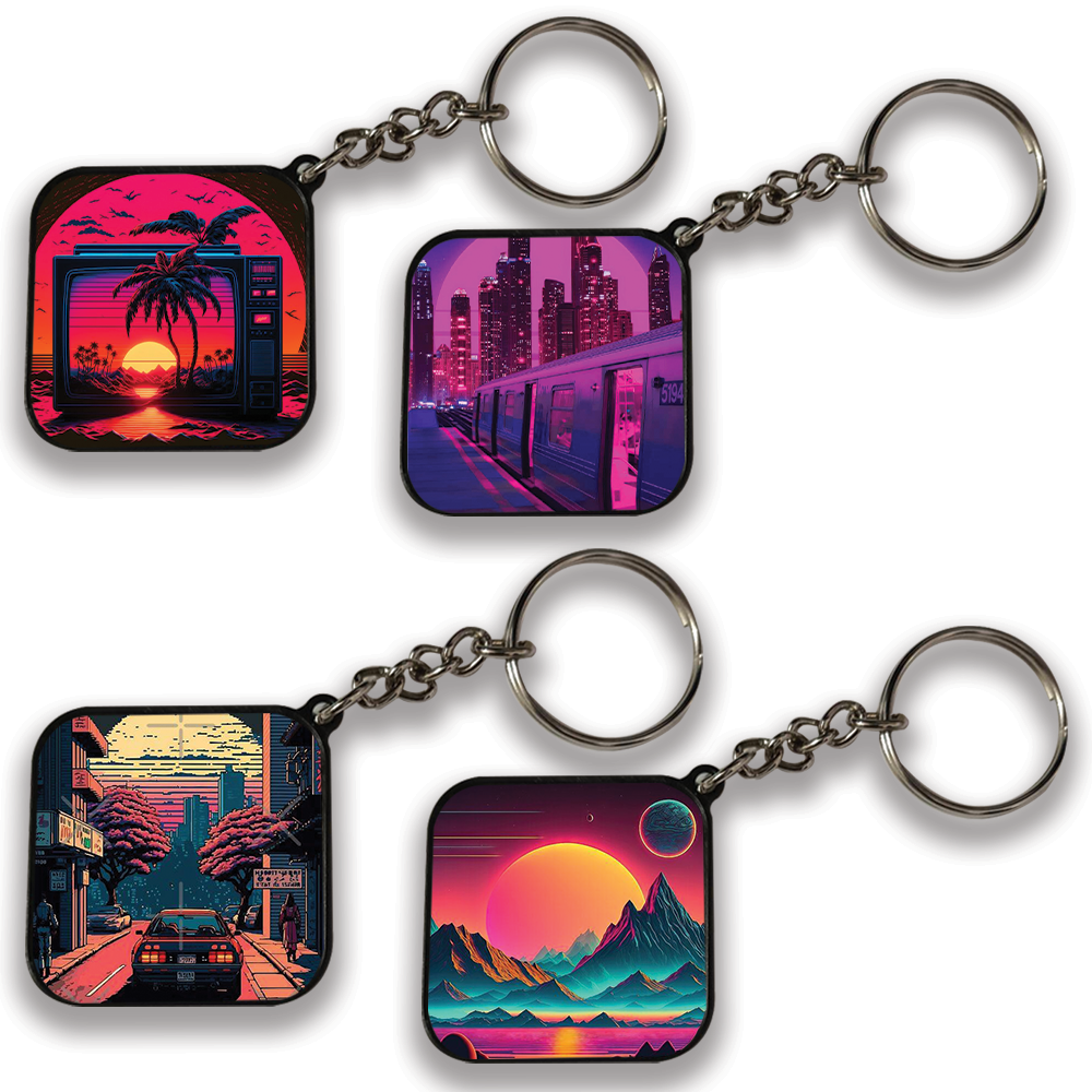 Synthwave City - A Combo Of 4 Keychains square