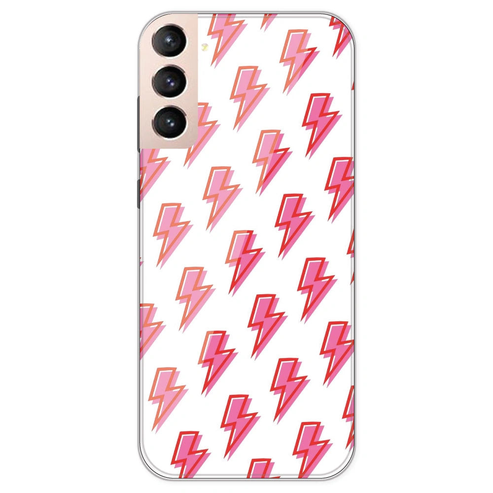 Pink Lightning Bolts - Clear Printed Silicone Case For Samsung Galaxy S21