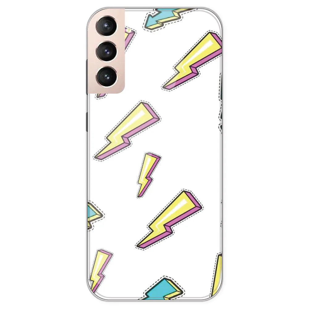 Lighting Bolts - Clear Printed Silicone Case For Samsung Galaxy S21