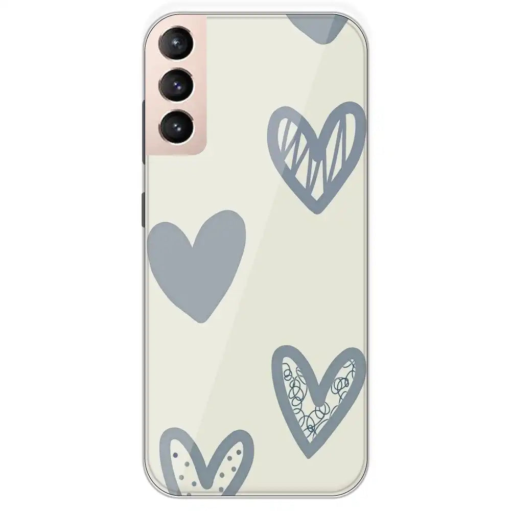 Light Blue Hearts - Printed Silicone Case For Samsung Galaxy S21 Plus