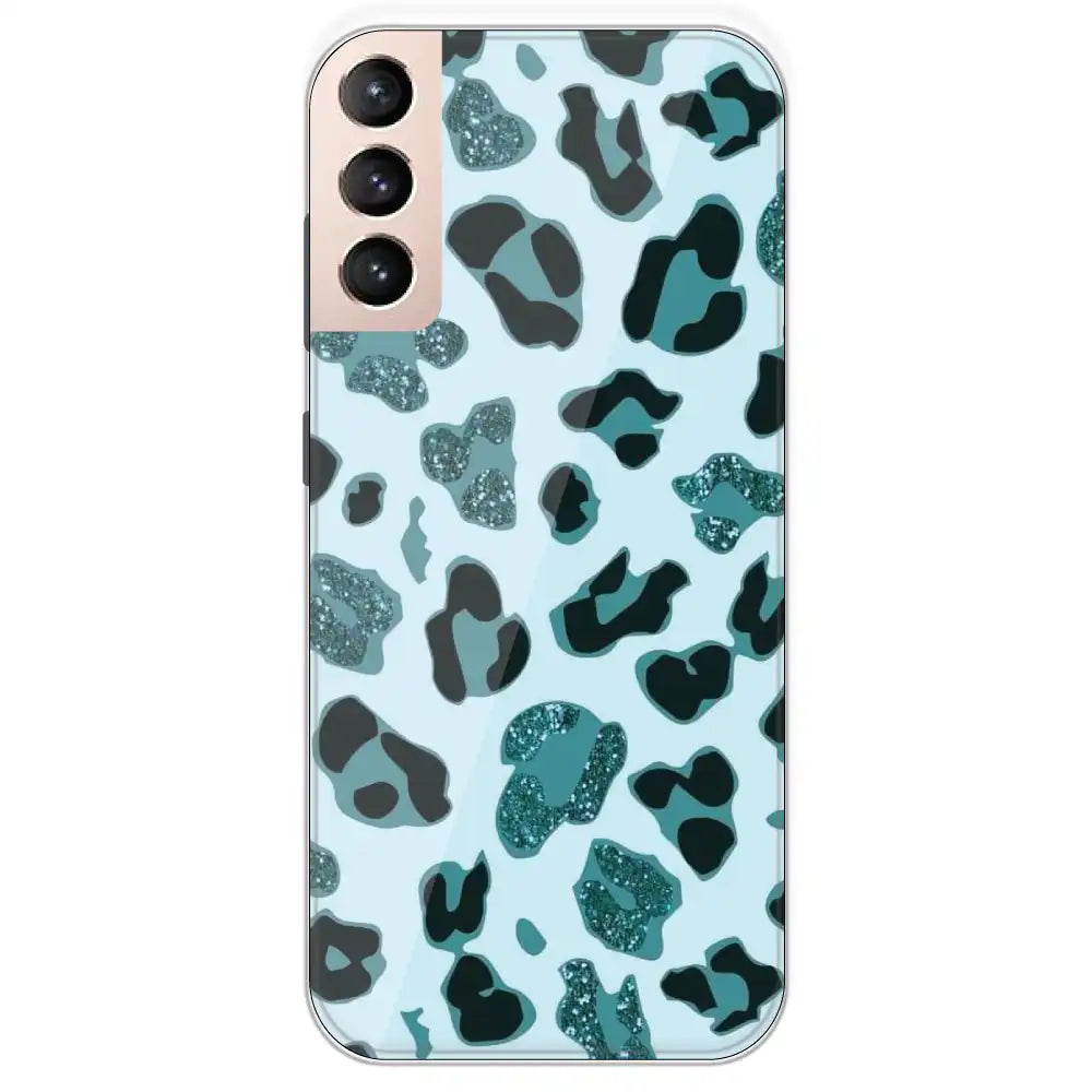 Blue Leopard Glitter Print - Printed Silicone Case For Samsung Galaxy S21 Plus
