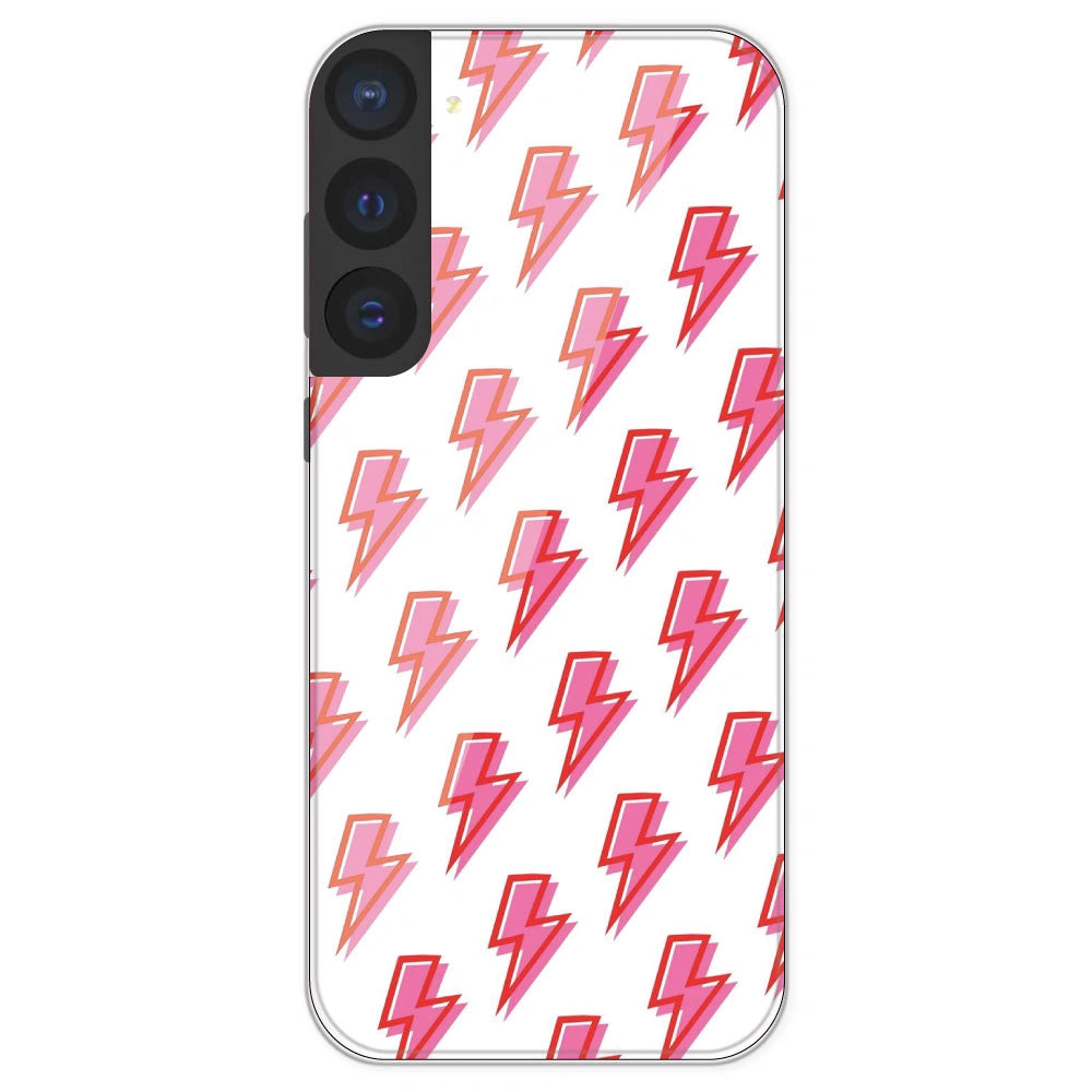 Pink Lightning Bolts - Clear Printed Silicone Case For Samsung Galaxy S21 FE