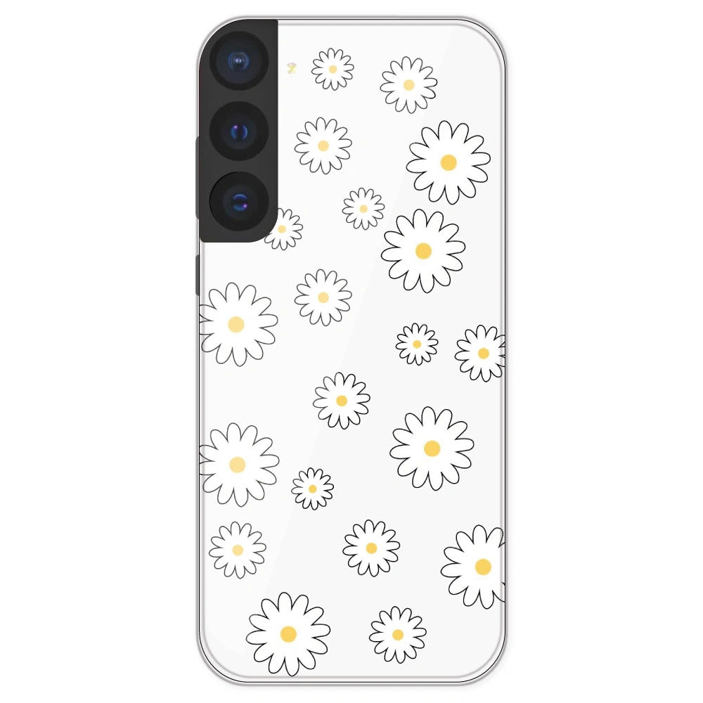 White Flowers - Clear Printed Silicone Case For Samsung Galaxy S21 FE
