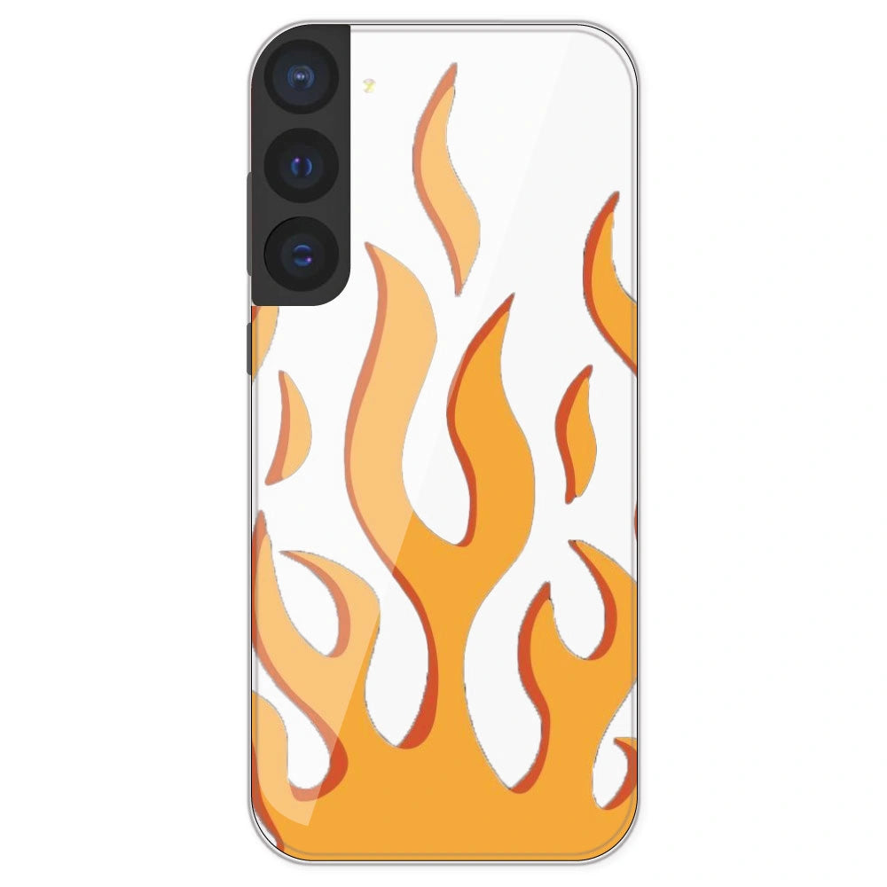 Orange Flames - Clear Printed Silicone Case For Samsung Galaxy S21 FE