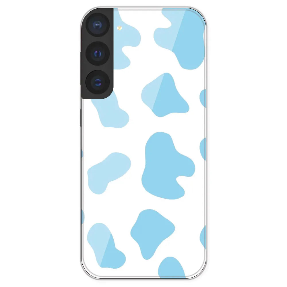Blue Cow Print - Clear Printed Silicone Case For Samsung Galaxy S21 FE