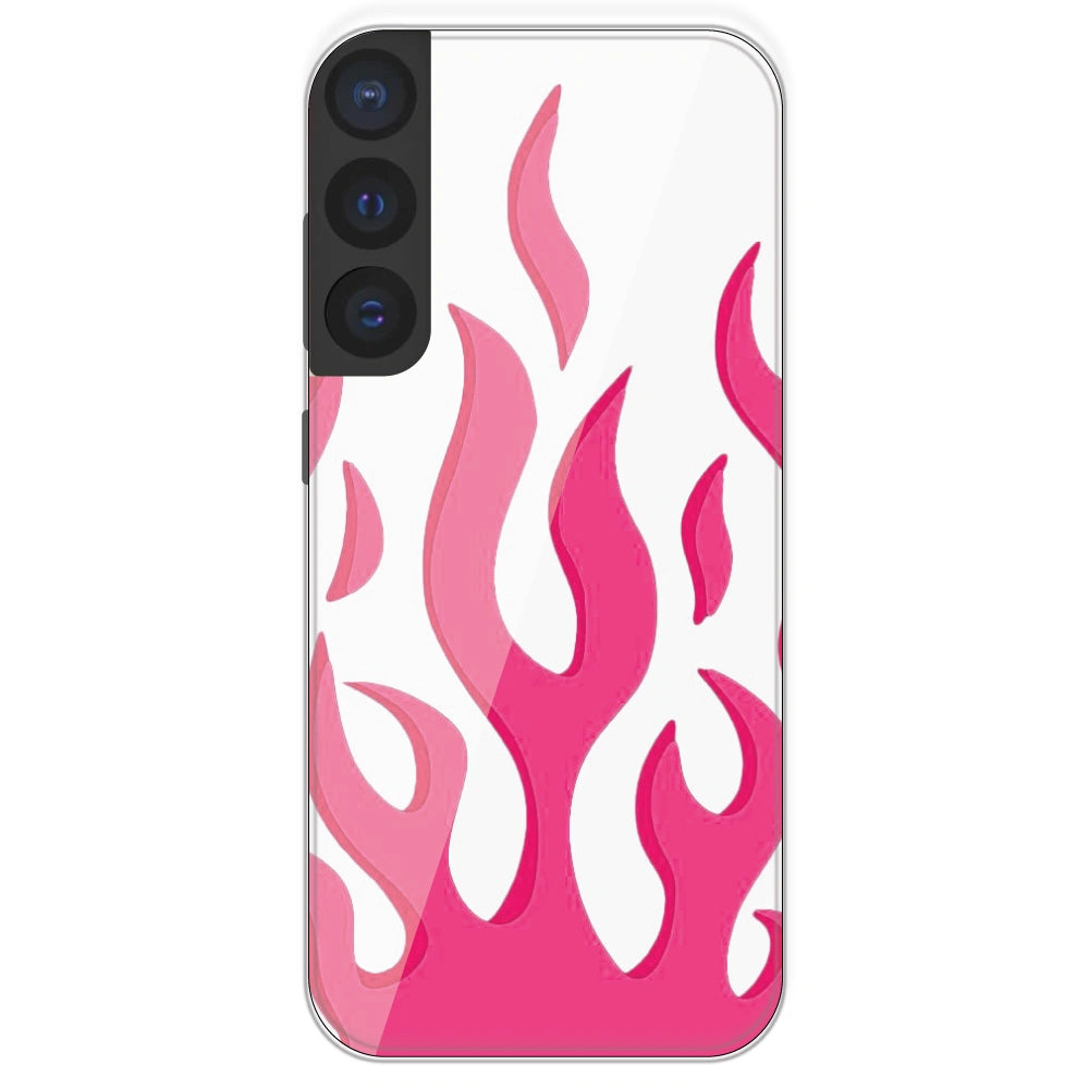 Pink Flames - Clear Printed Silicone Case For Samsung Galaxy S21 FE