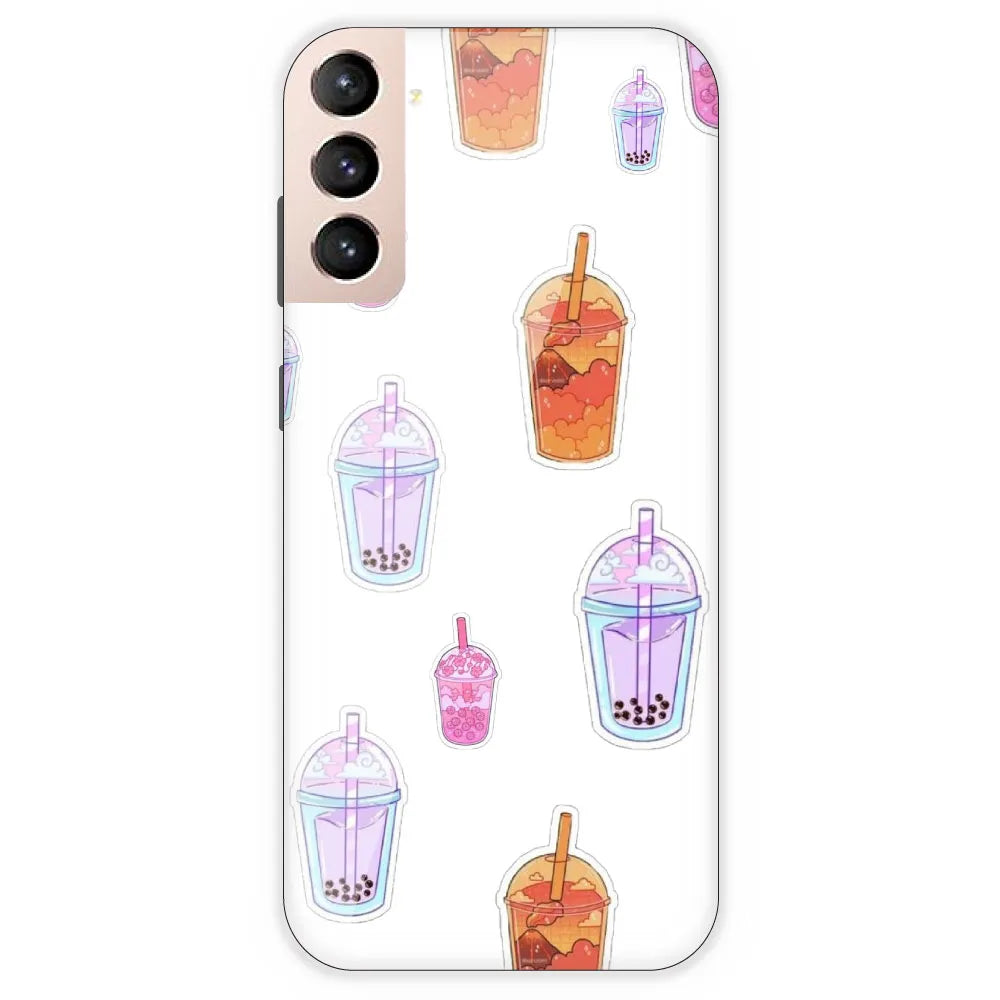 Bubble Tea - Clear Printed Silicone Case For Samsung Galaxy S21 Plus