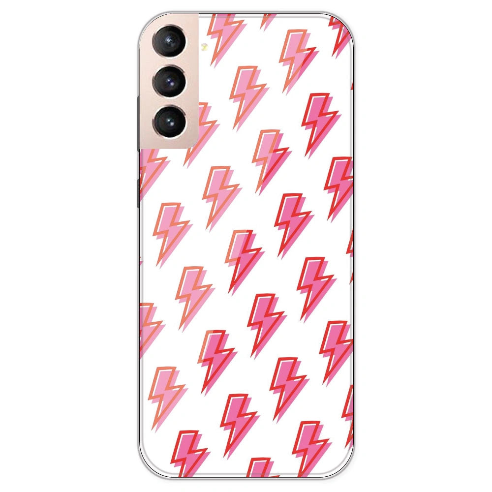 Pink Lightning Bolts - Clear Printed Silicone Case For Samsung Galaxy S21 Plus