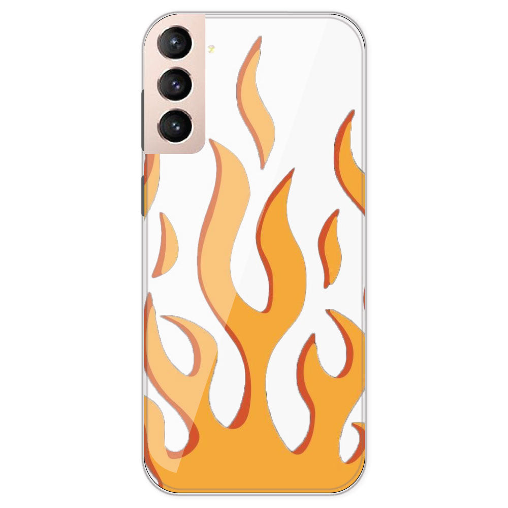 Orange Flames - Clear Printed Silicone Case For Samsung Galaxy S21 Plus