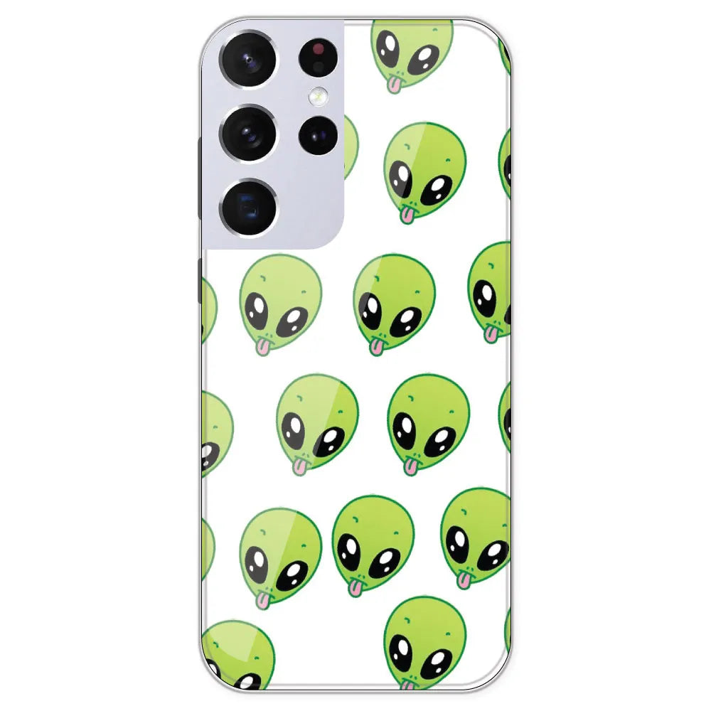 Alien - Clear Printed Silicone Case For Samsung Galaxy S21 Ultra