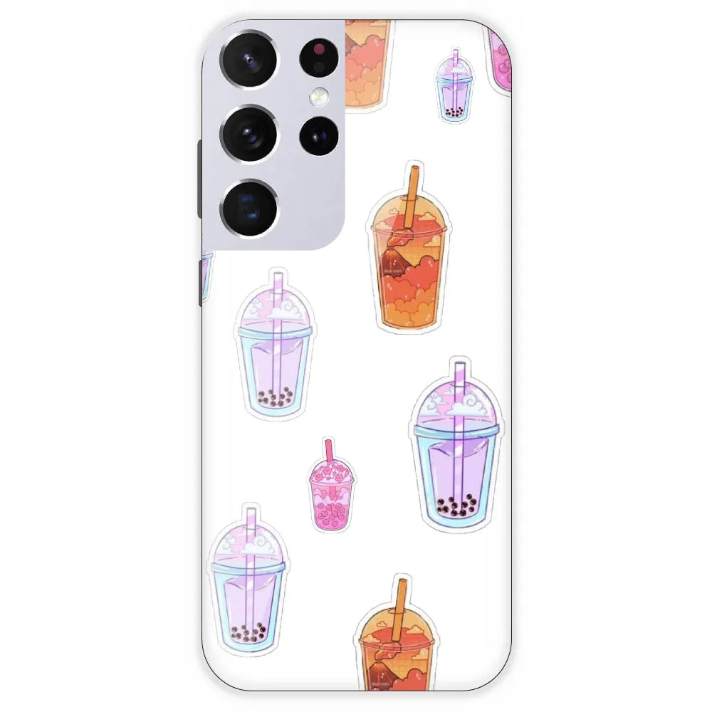 Bubble Tea - Clear Printed Silicone Case For Samsung Galaxy S21 Ultra