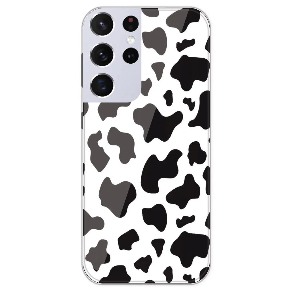 Cow Print - Clear Printed Silicone Case For Samsung Galaxy S21 Ultra