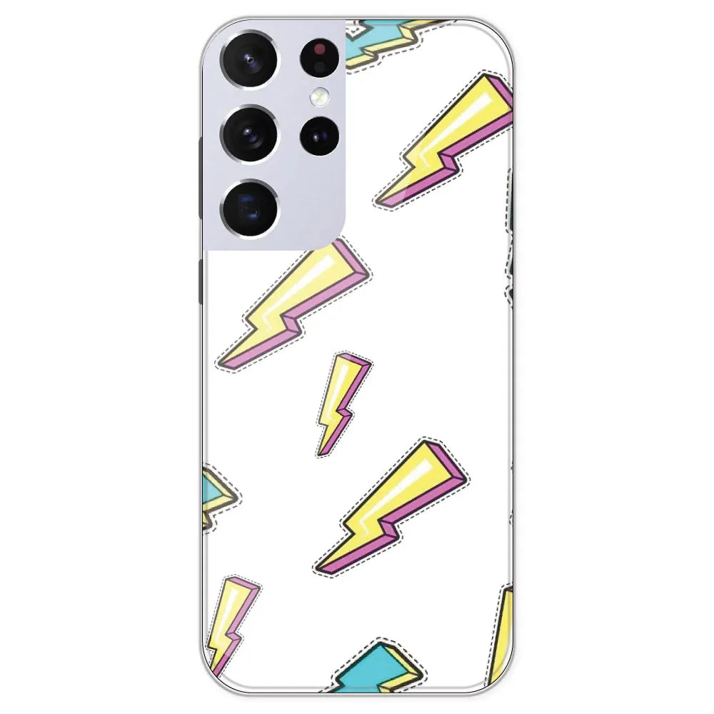 Lighting Bolts - Clear Printed Silicone Case For Samsung Galaxy S21 Ultra