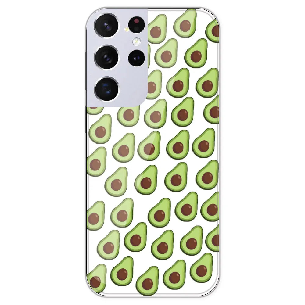 Avocado - Clear Printed Silicone Case For Samsung Galaxy S21 Ultra