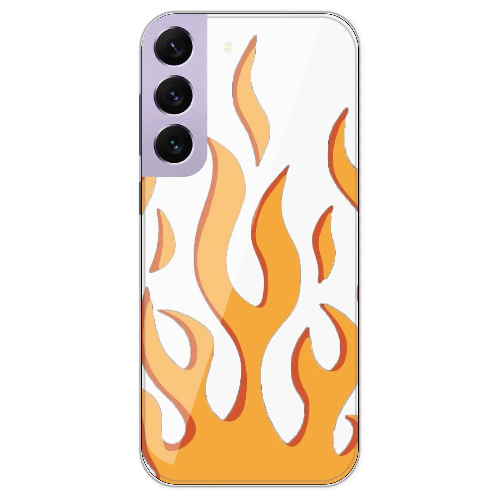 Orange Flames - Clear Printed Silicone Case For Samsung Galaxy S22 Plus