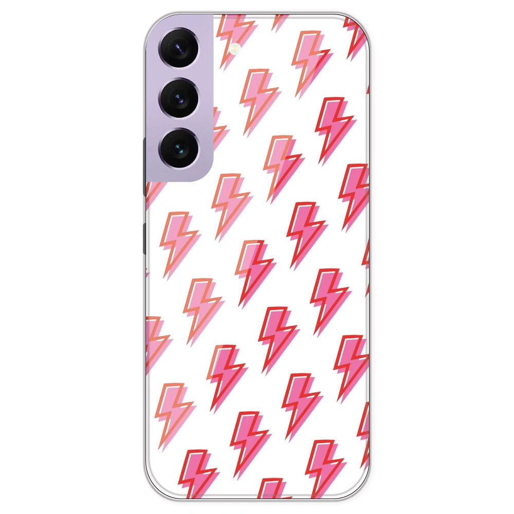 Pink Lightning Bolts - Clear Printed Silicone Case For Samsung Galaxy S22 Plus