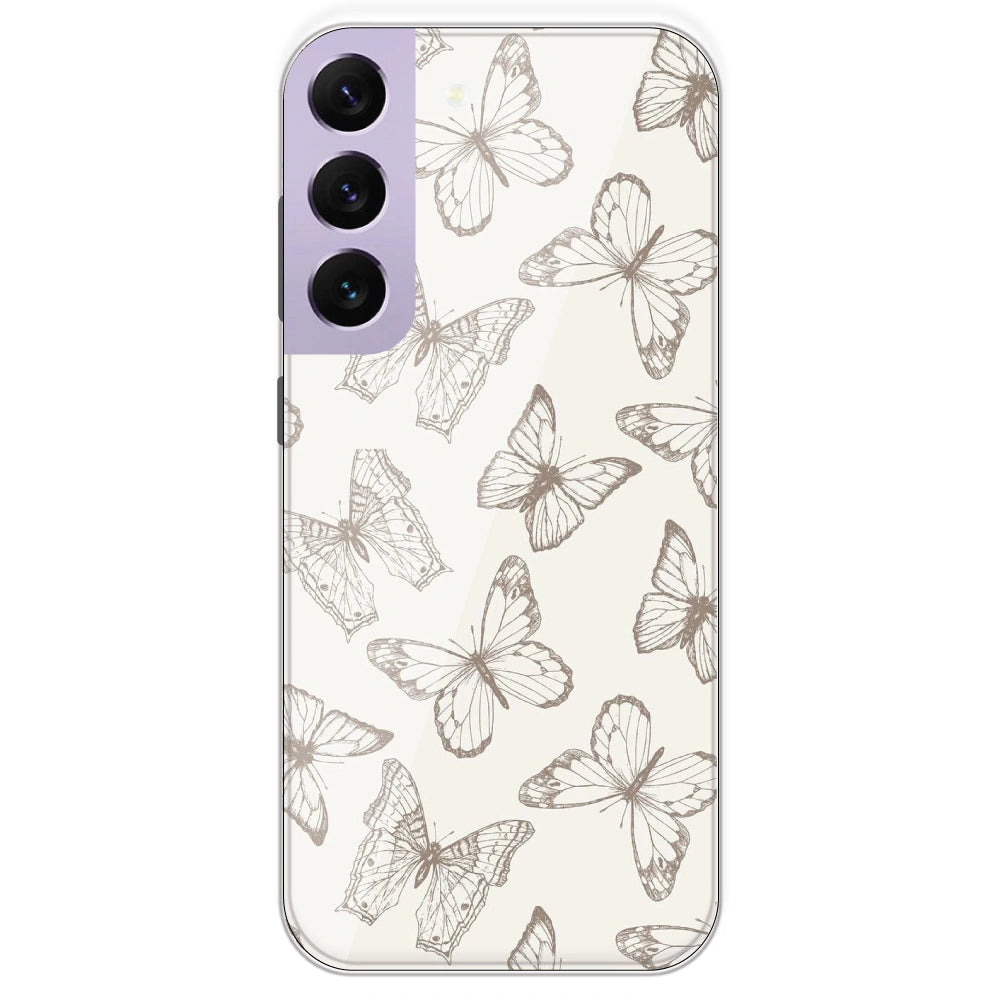 White Butterflies - Printed Silicone Case For Samsung Galaxy S22 Plus
