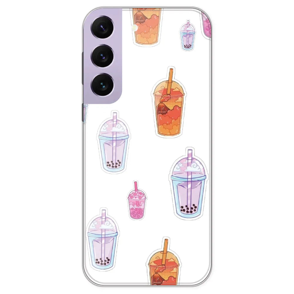 Bubble Tea - Clear Printed Silicone Case For Samsung Galaxy S22 Plus