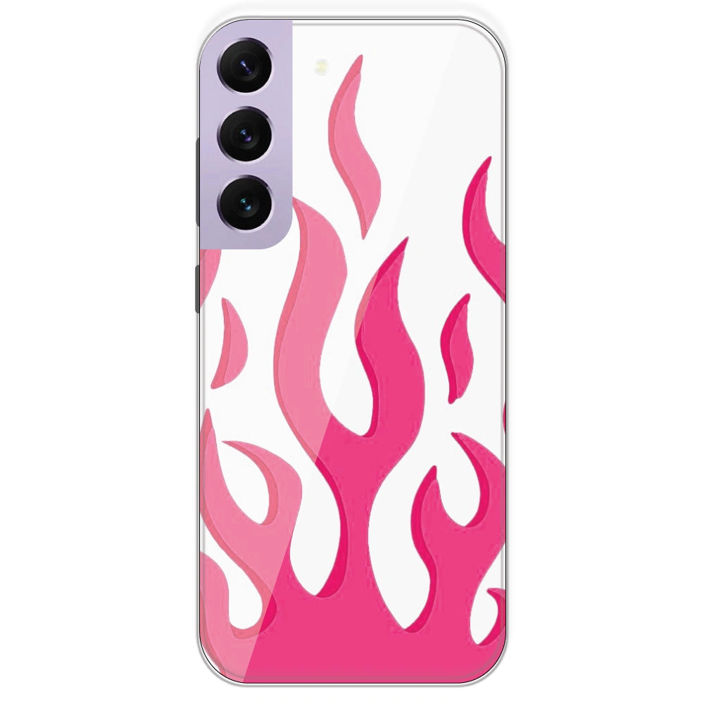 Pink Flames - Clear Printed Silicone Case For Samsung Galaxy S22 Plus