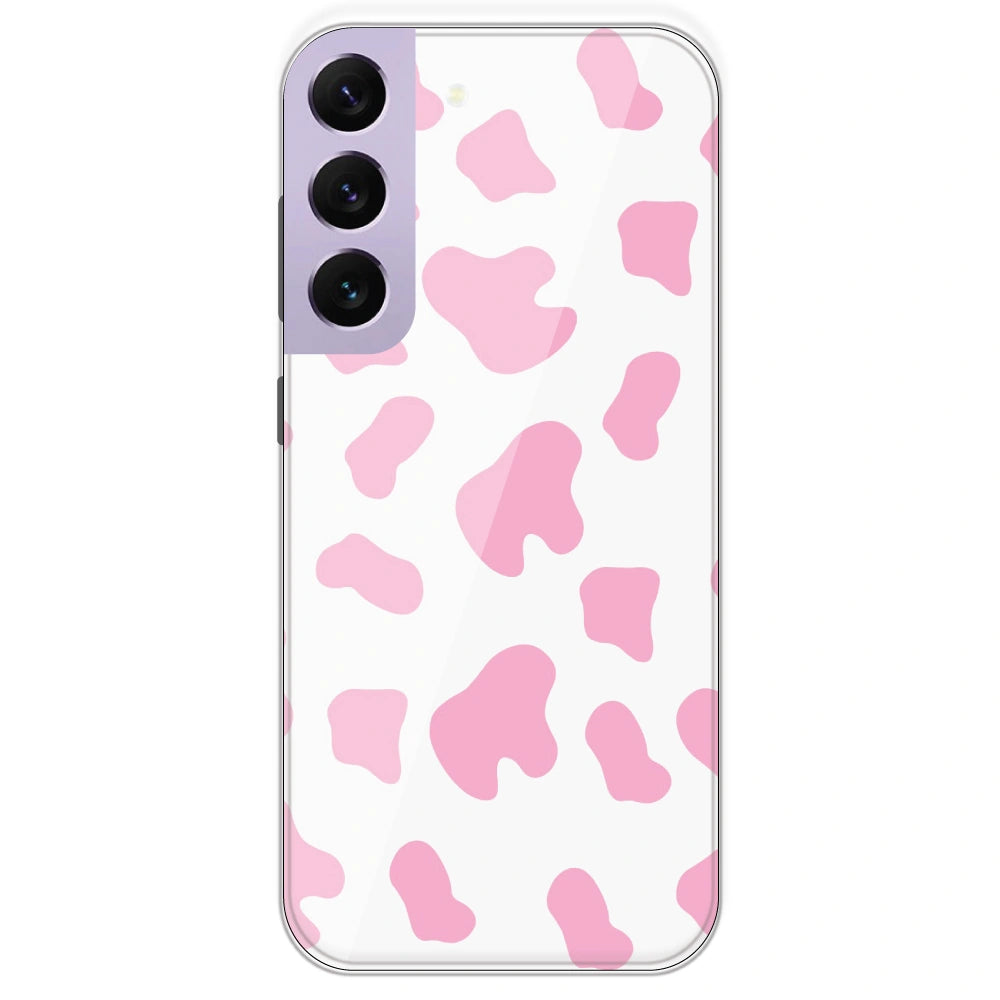 Pink Cow Print - Clear Printed Silicone Case For Samsung Galaxy S22 Plus