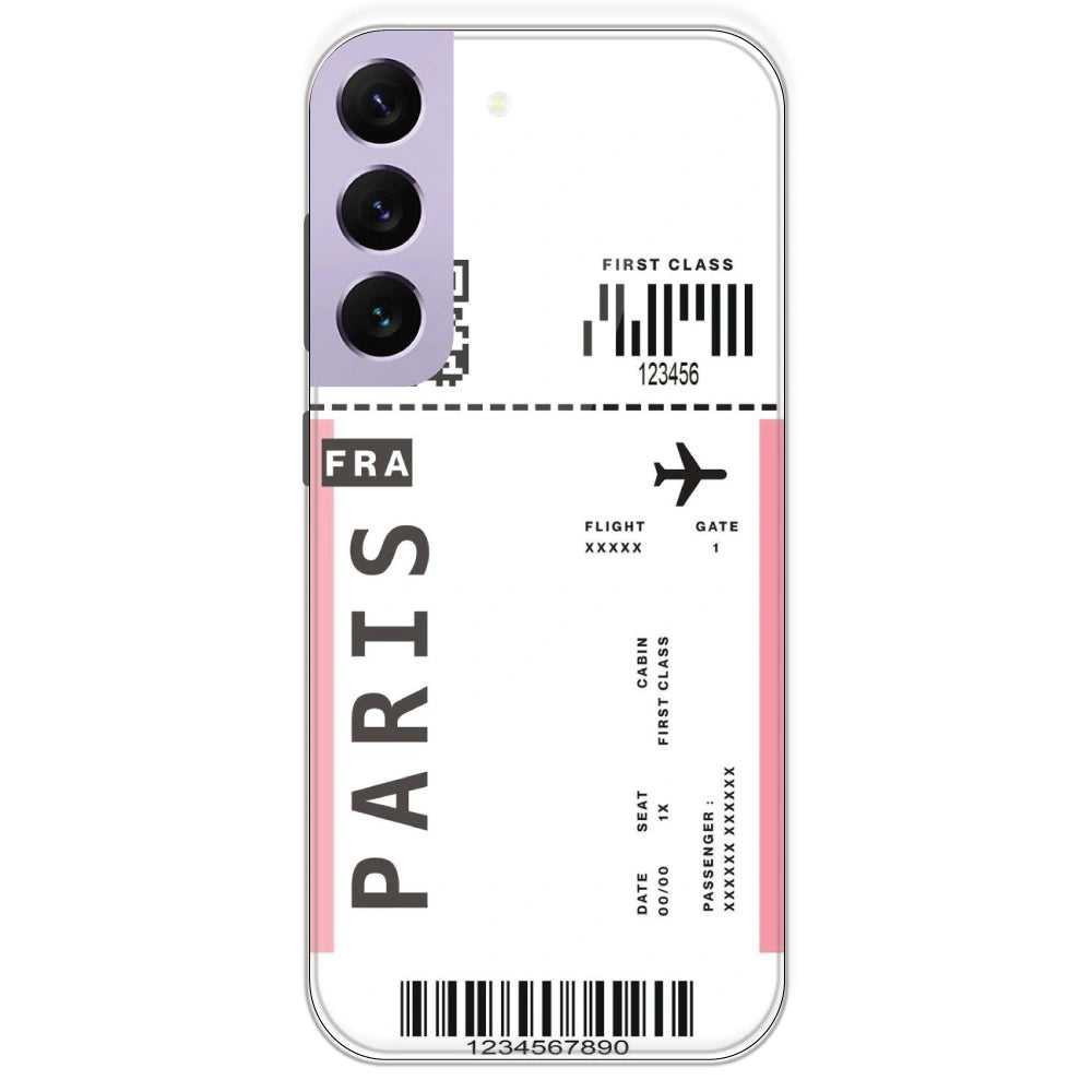 Paris Ticket - Clear Printed Silicone Case For Samsung Galaxy S22 Plus