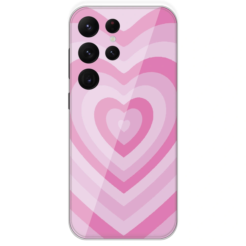 Pink Hearts - Printed Silicone Case For Samsung Galaxy S22 Ultra