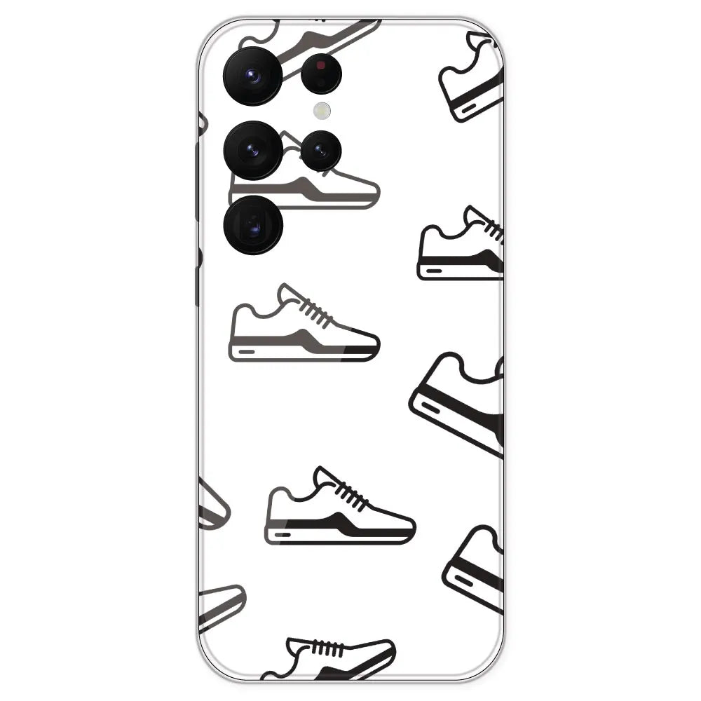 Black Sneakers - Clear Printed Silicone Case For Samsung Galaxy S22 Ultra