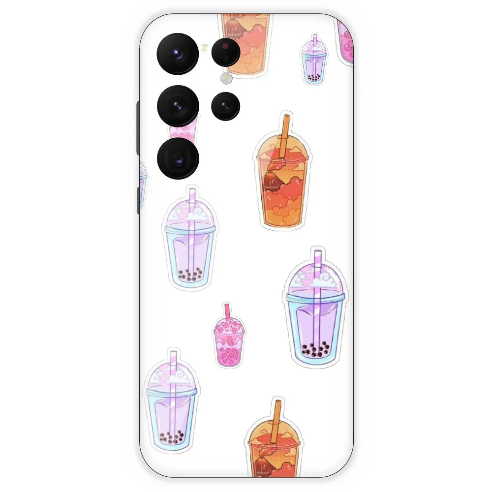 Bubble Tea - Clear Printed Silicone Case For Samsung Galaxy S22 Ultra