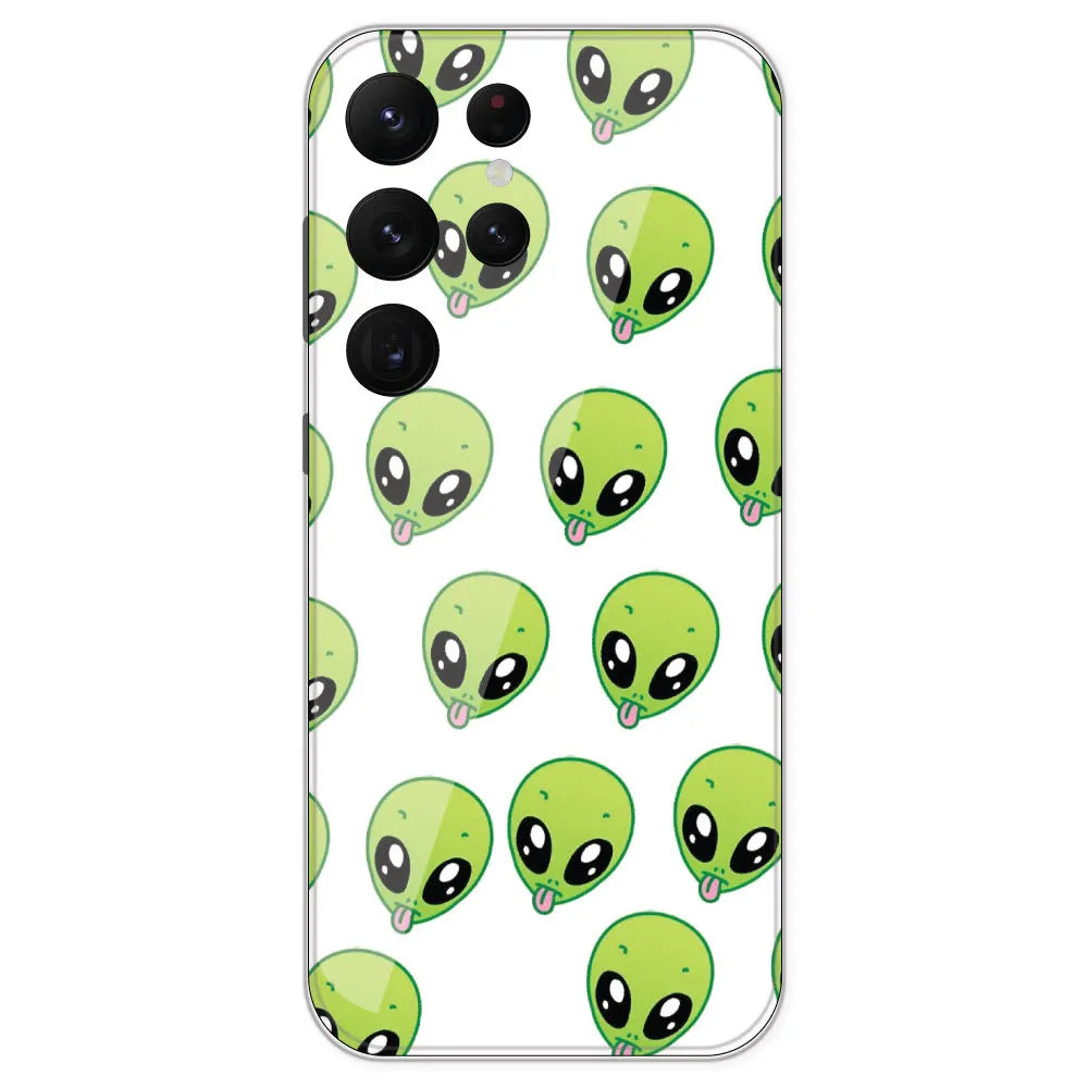 Alien - Clear Printed Silicone Case For Samsung Galaxy S22 Ultra