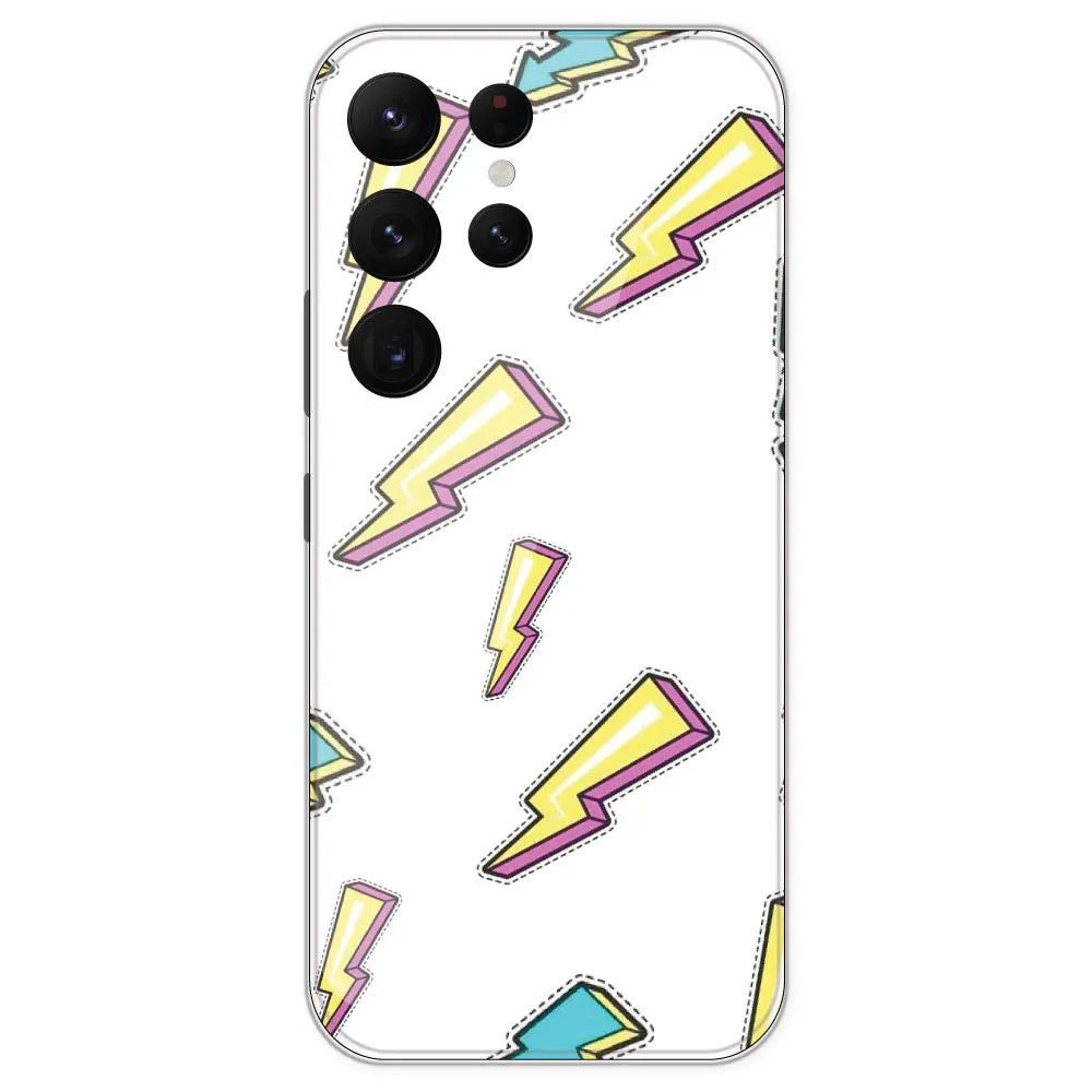 Lighting Bolts - Clear Printed Silicone Case For Samsung Galaxy S22 Ultra