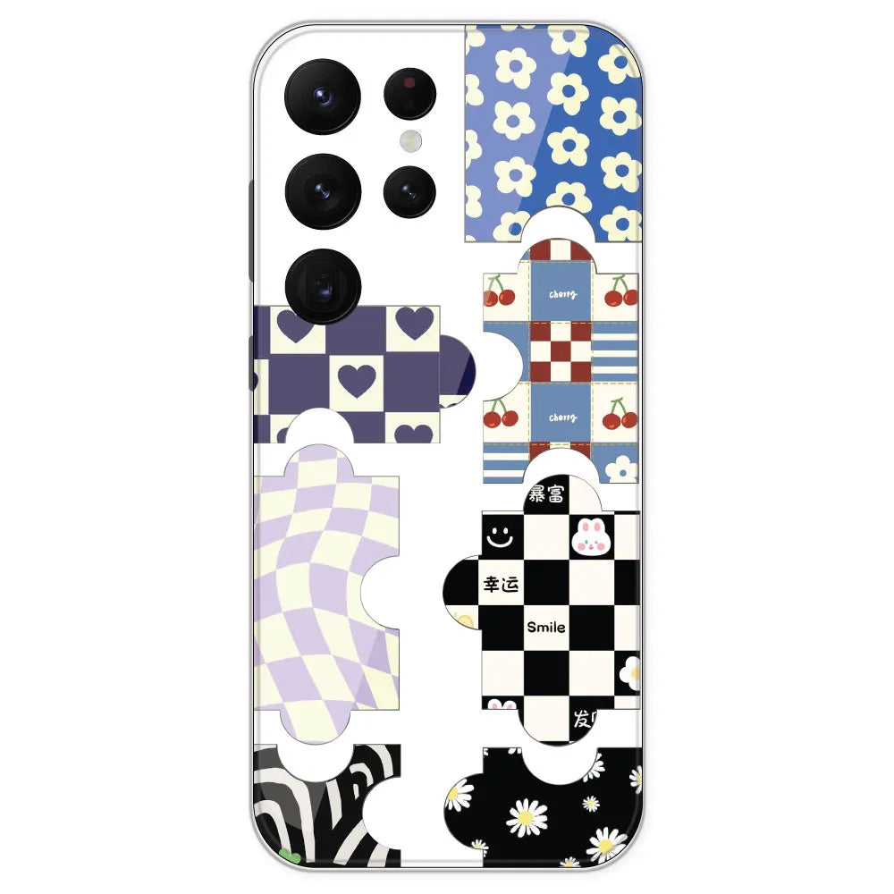 Aesthetic Puzzle - Clear Printed Silicone Case For Samsung Galaxy S22 Ultra