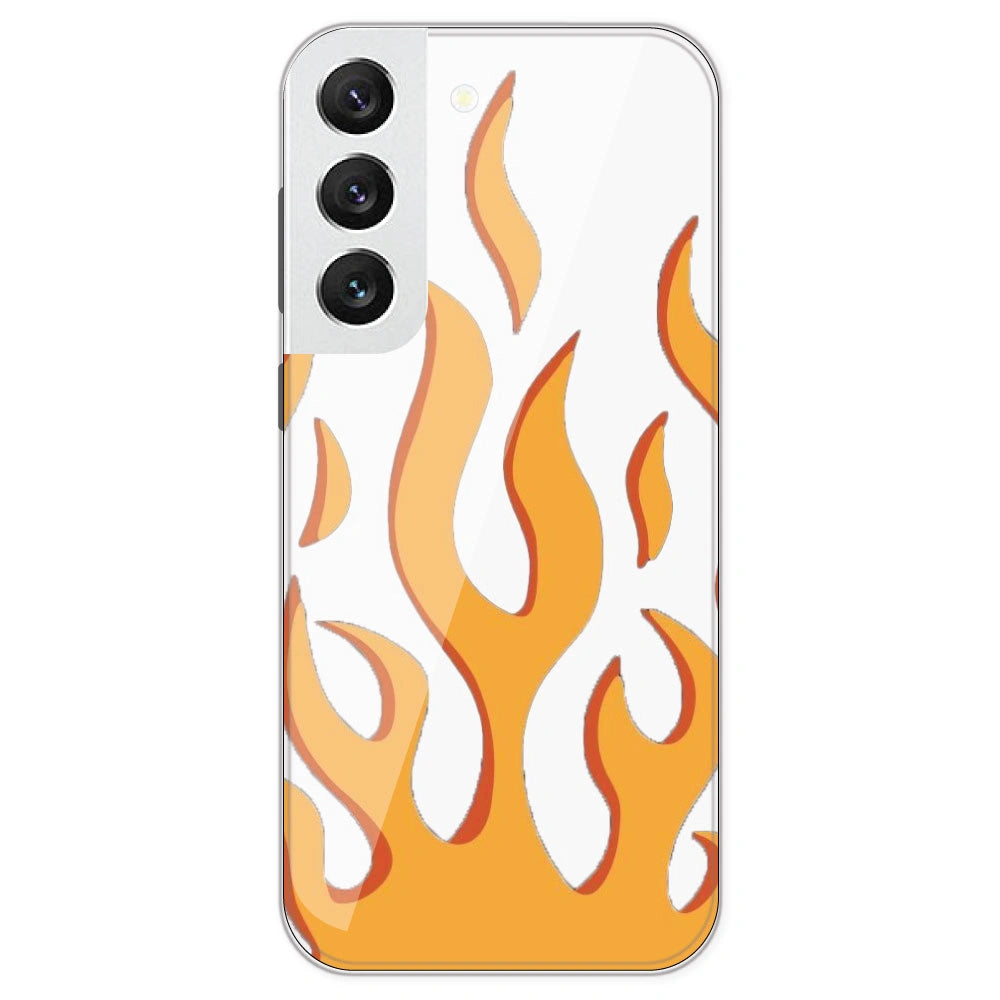 Orange Flames - Clear Printed Silicone Case For Samsung Galaxy S22