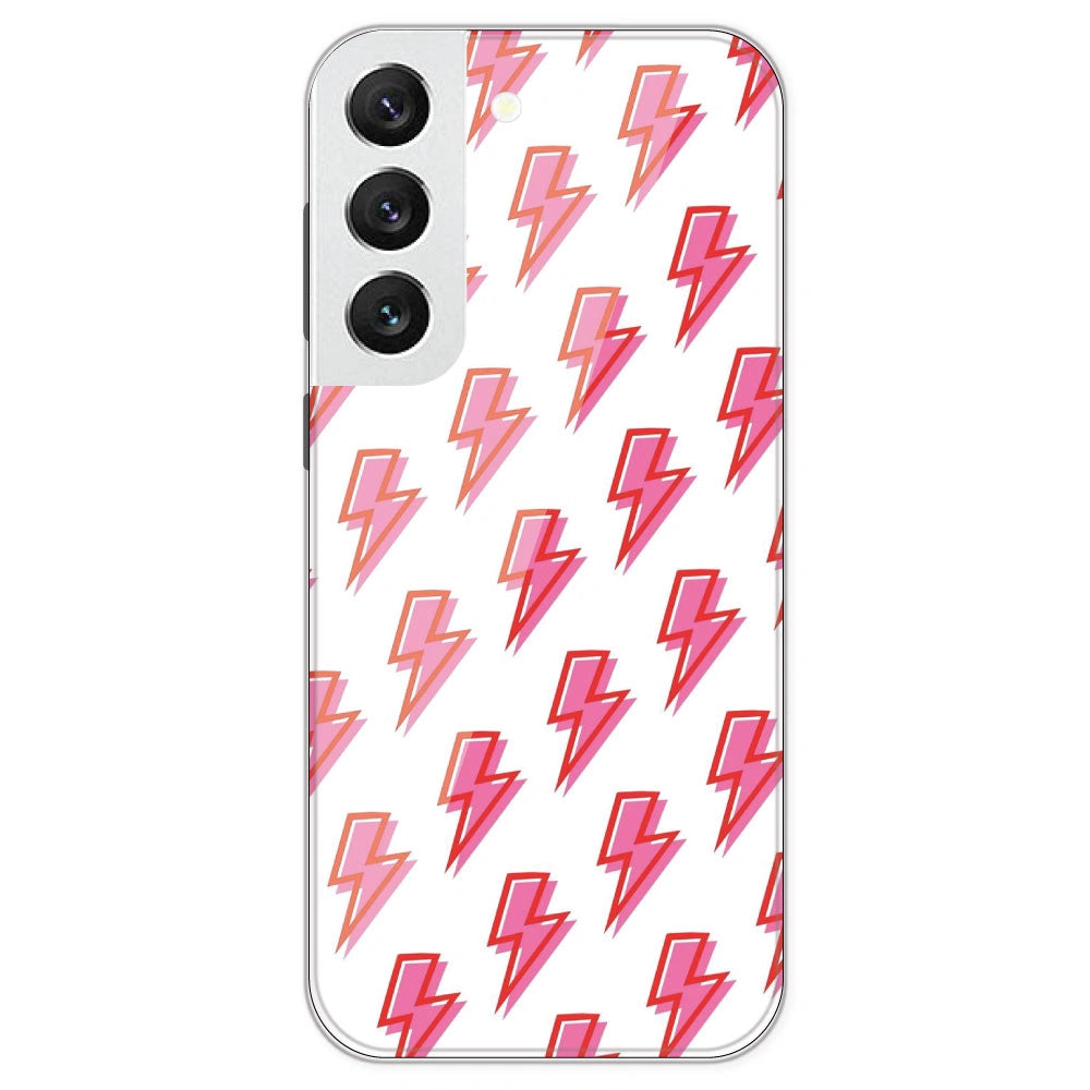 Pink Lightning Bolts - Clear Printed Silicone Case For Samsung Galaxy S22