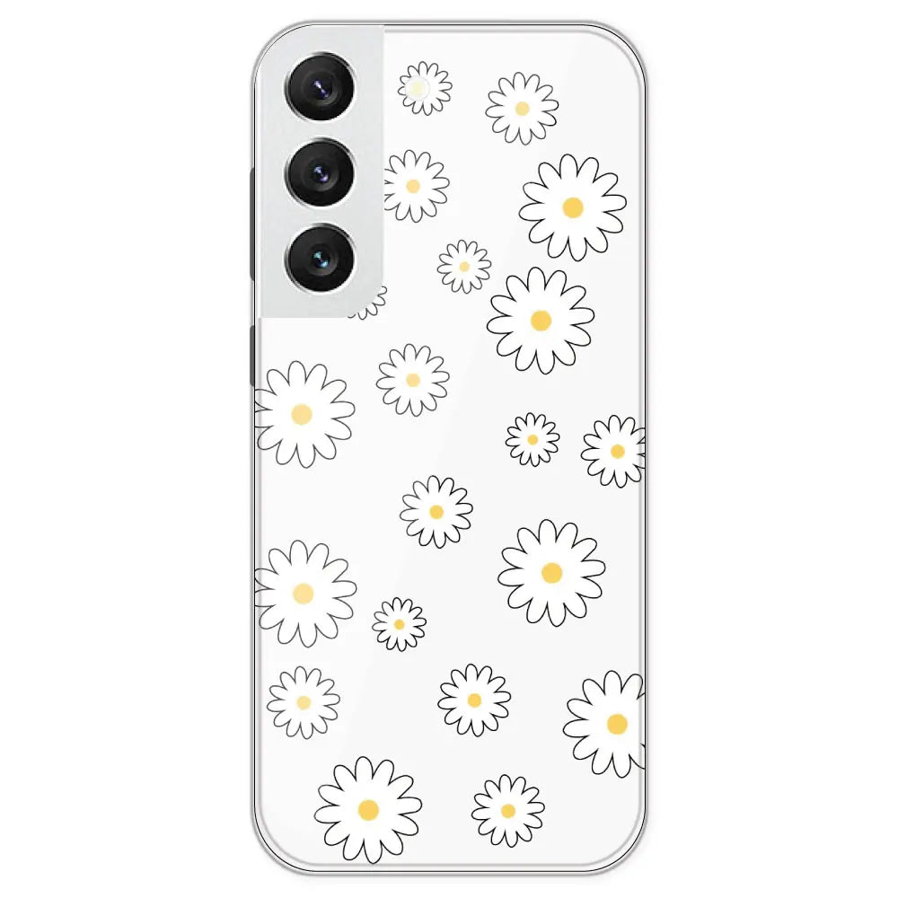 White Flowers - Clear Printed Silicone Case For Samsung Galaxy S22