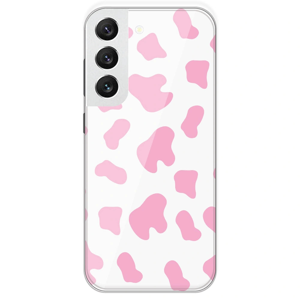 Pink Cow Print - Clear Printed Silicone Case For Samsung Galaxy S22