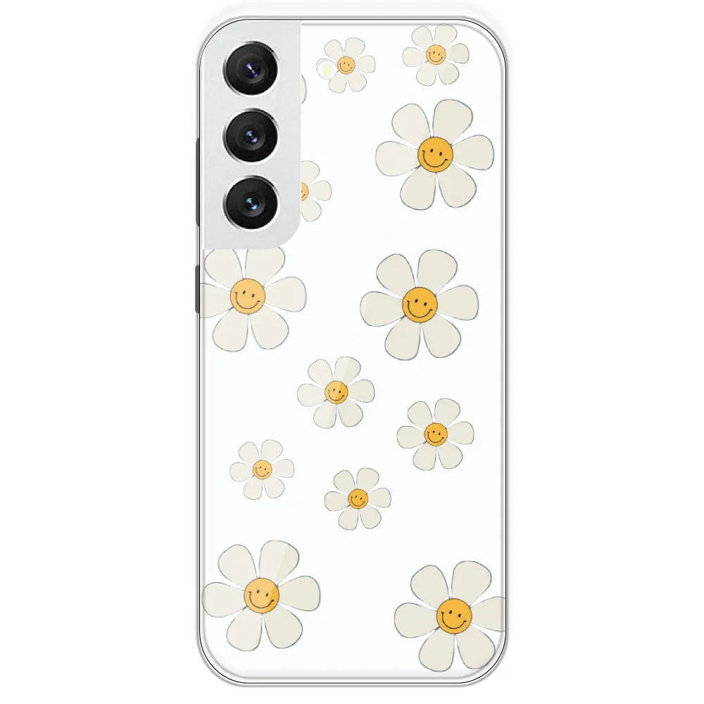 Smile Flowers - Clear Printed Silicone Case For Samsung Galaxy S22
