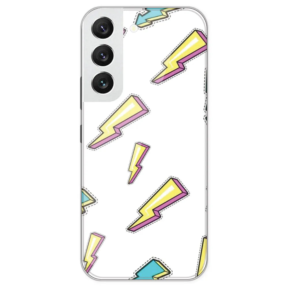 Lighting Bolts - Clear Printed Silicone Case For Samsung Galaxy S22