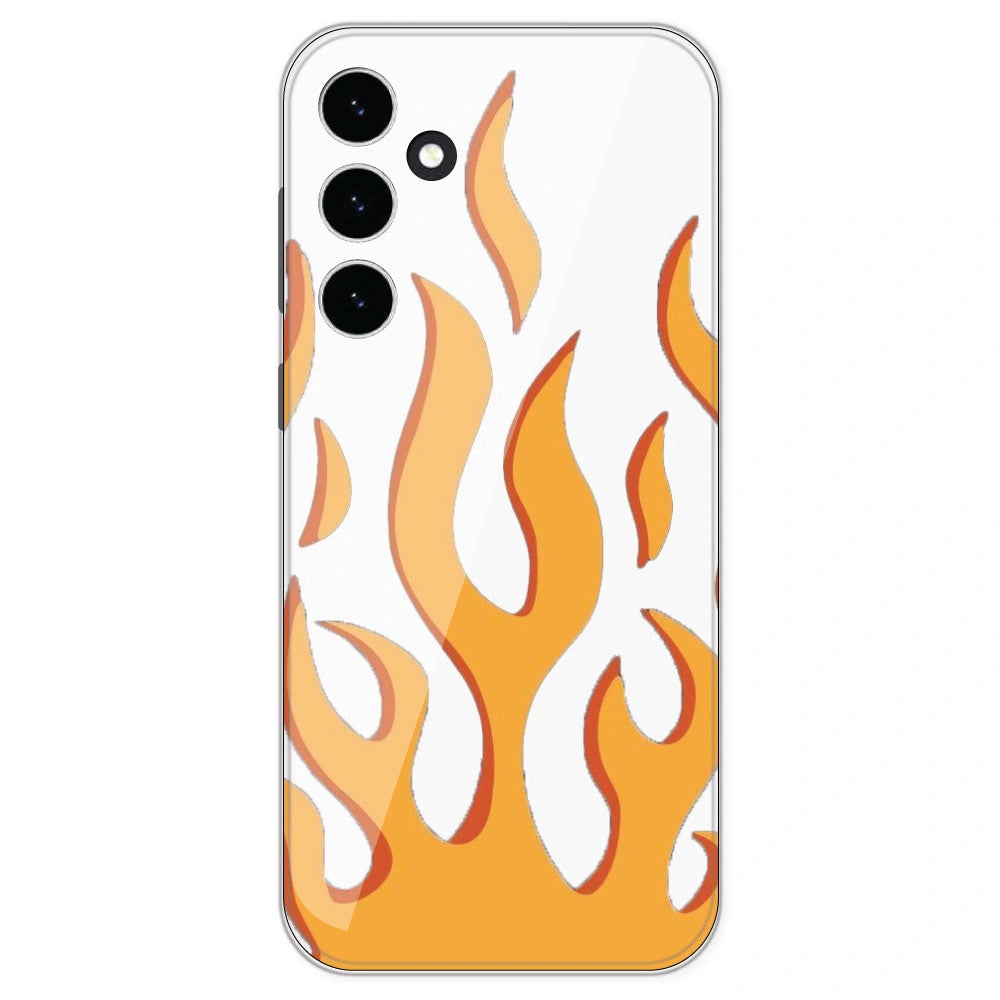 Orange Flames - Clear Printed Silicone Case For Samsung Galaxy S23 FE