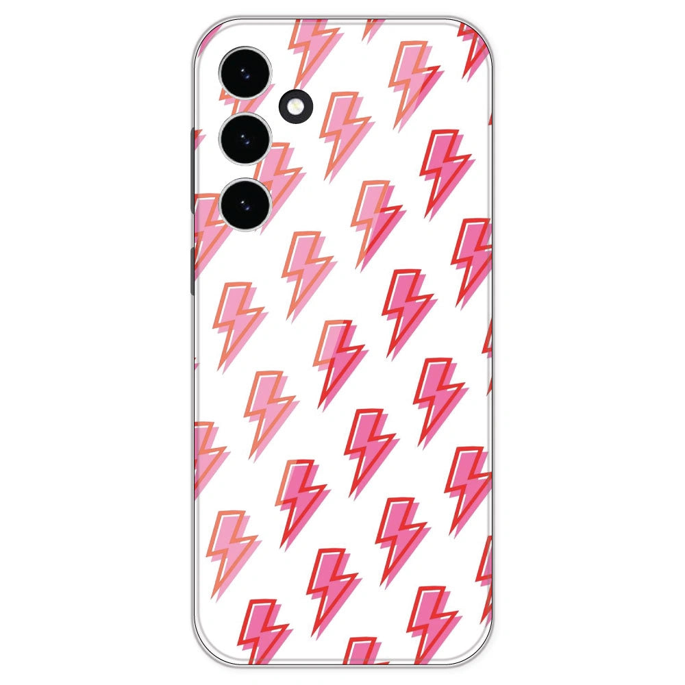 Pink Lightning Bolts - Clear Printed Silicone Case For Samsung Galaxy S23 FE