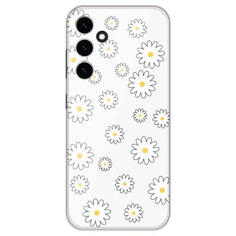 White Flowers - Clear Printed Silicone Case For Samsung Galaxy S23 FE